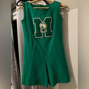 Vintage Green Wool Cheer Uniform w/ Varsity letter M